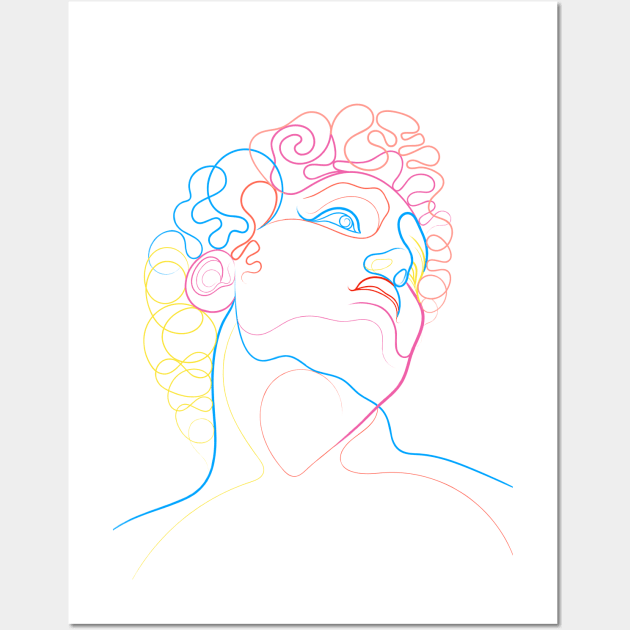 A Coloured Line Portrait Of David Wall Art by AdamRegester